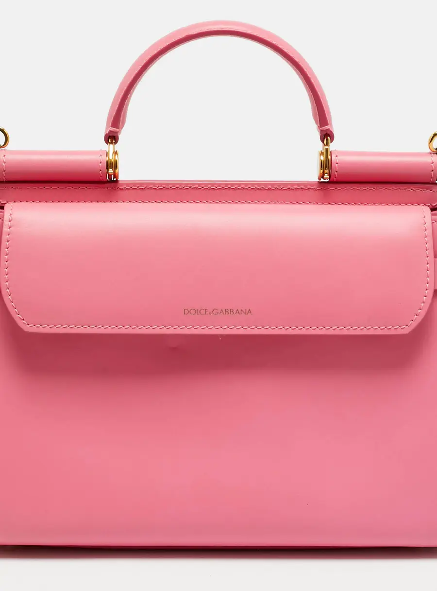 Dolce & Gabbana Sicily 62 Medium Pink Leather Top Handle Bag