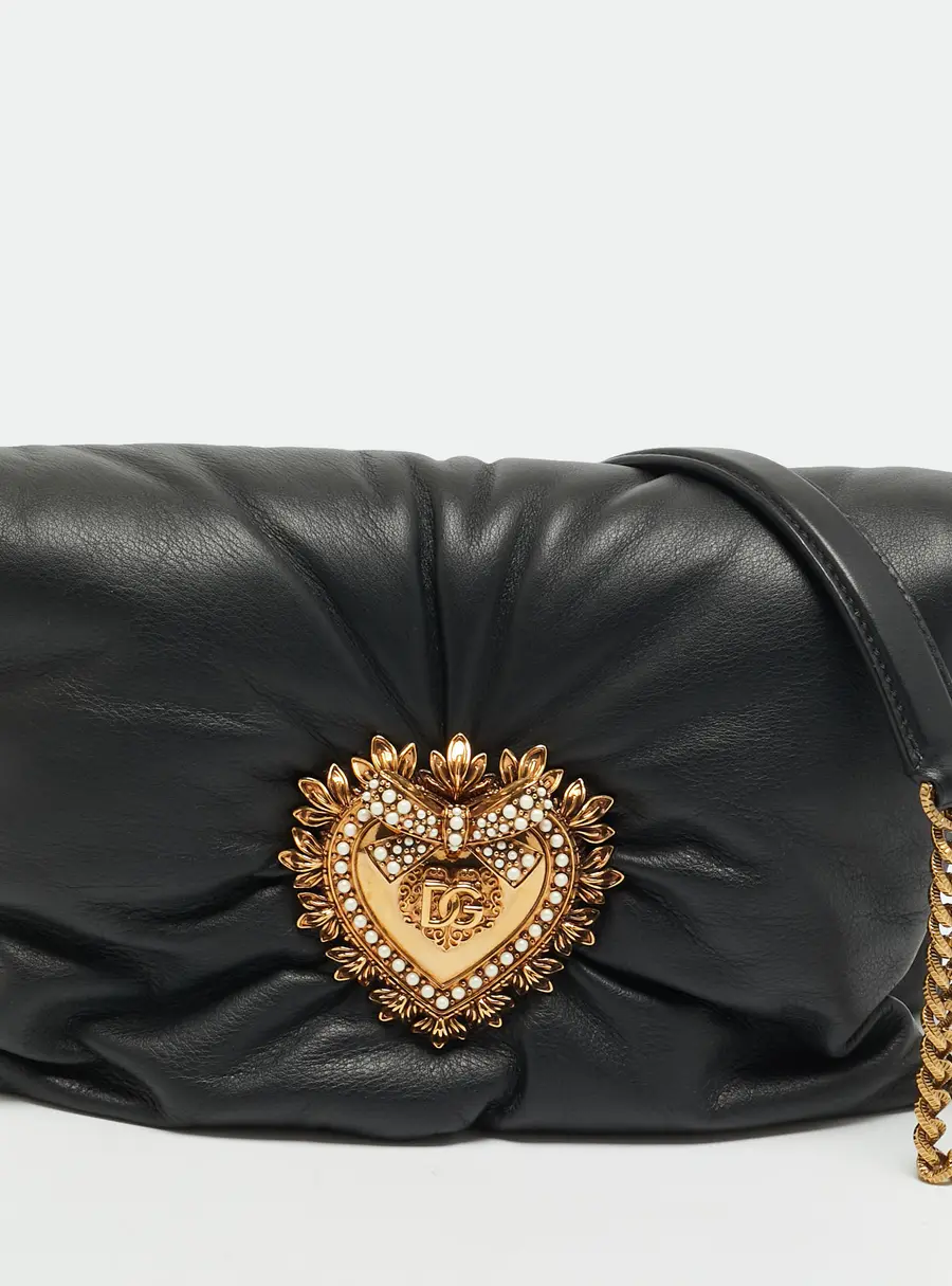 Dolce & Gabbana Soft Devotion Black Leather Shoulder Bag