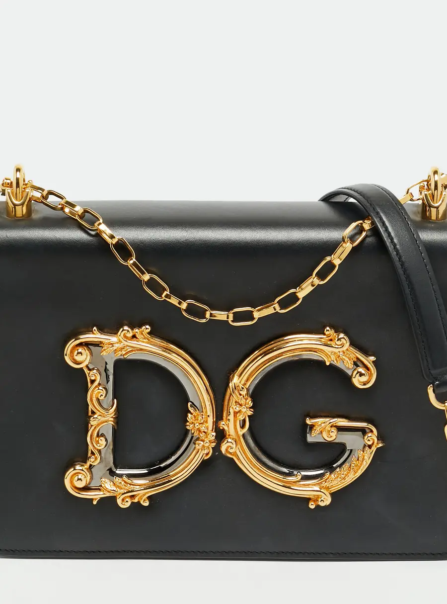 Dolce & Gabbana DG Girls Black Leather Shoulder Bag