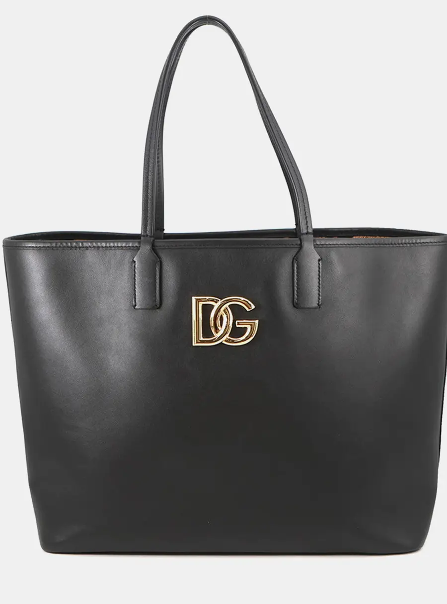Dolce & Gabbana Fefe Medium Black Calfskin Leather Tote Bag