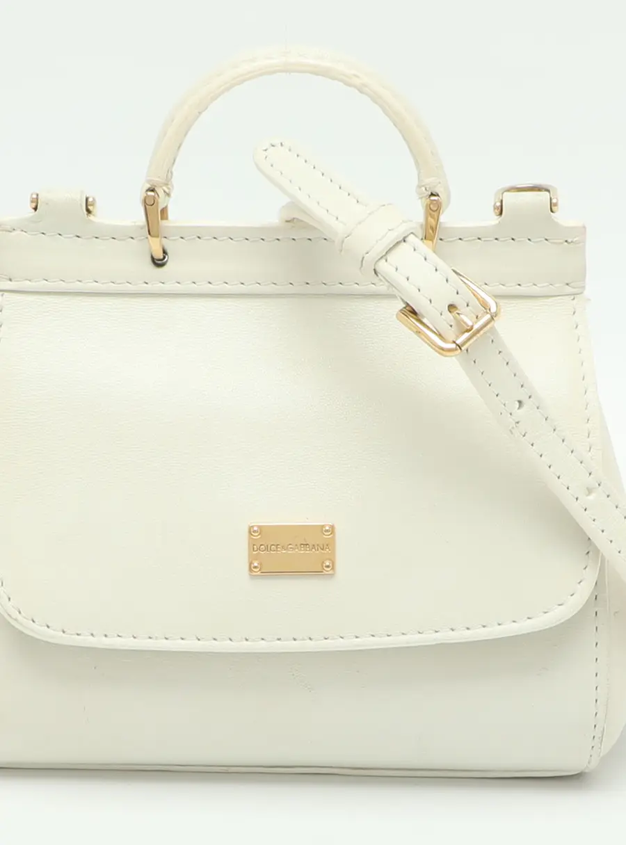 Dolce & Gabbana Miss Sicily Micro White Leather Crossbody Bag