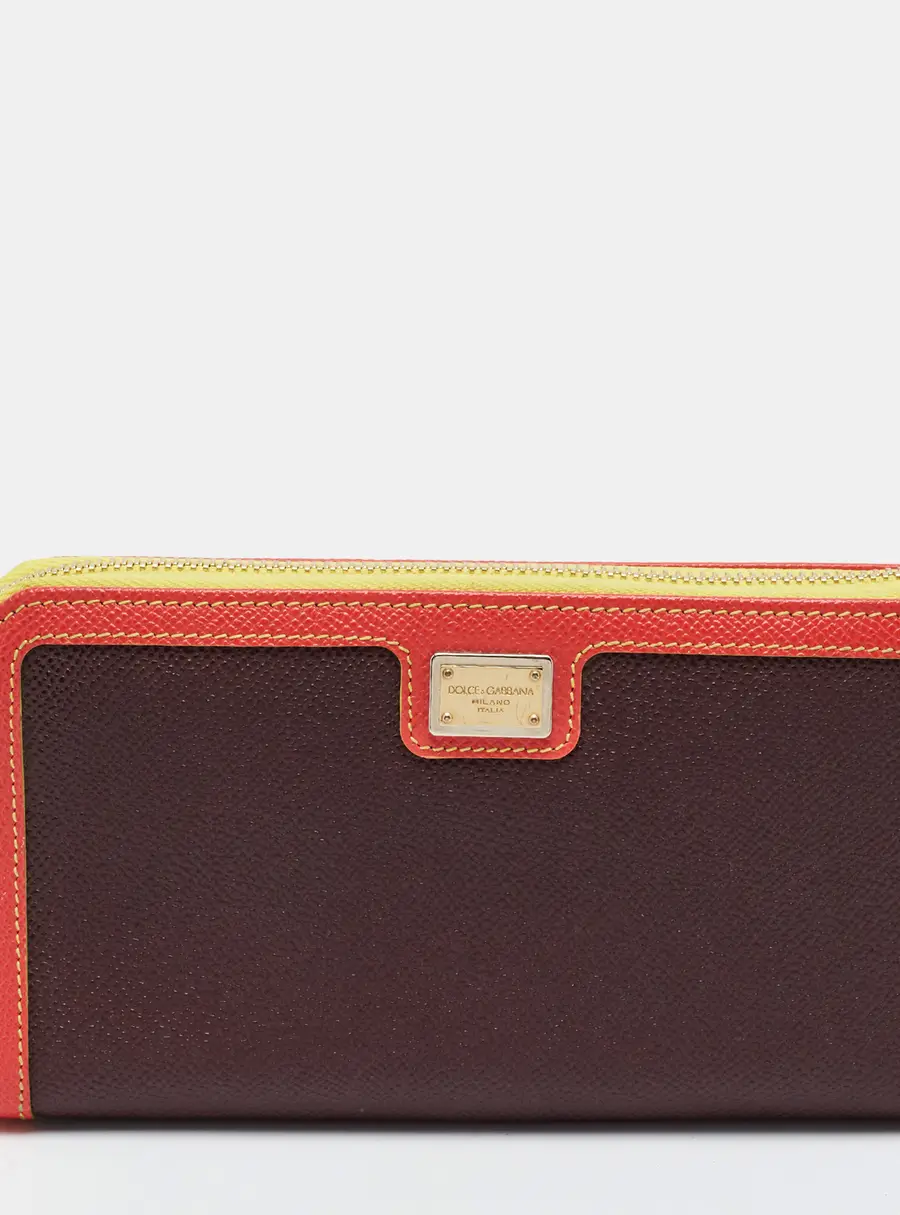 Dolce & Gabbana Multicolor Leather Zip Around Wallet