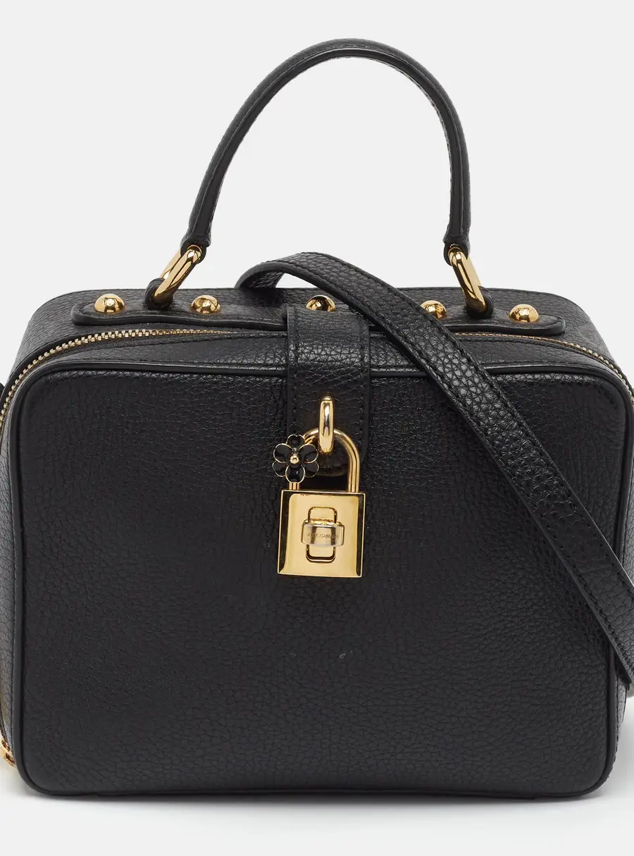 Dolce & Gabbana Rosaria Box Black Leather Top Handle Bag