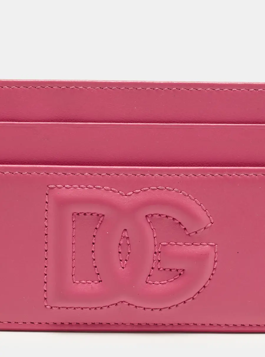 Dolce & Gabbana DG Logo Embossed Pink Leather Card Holder