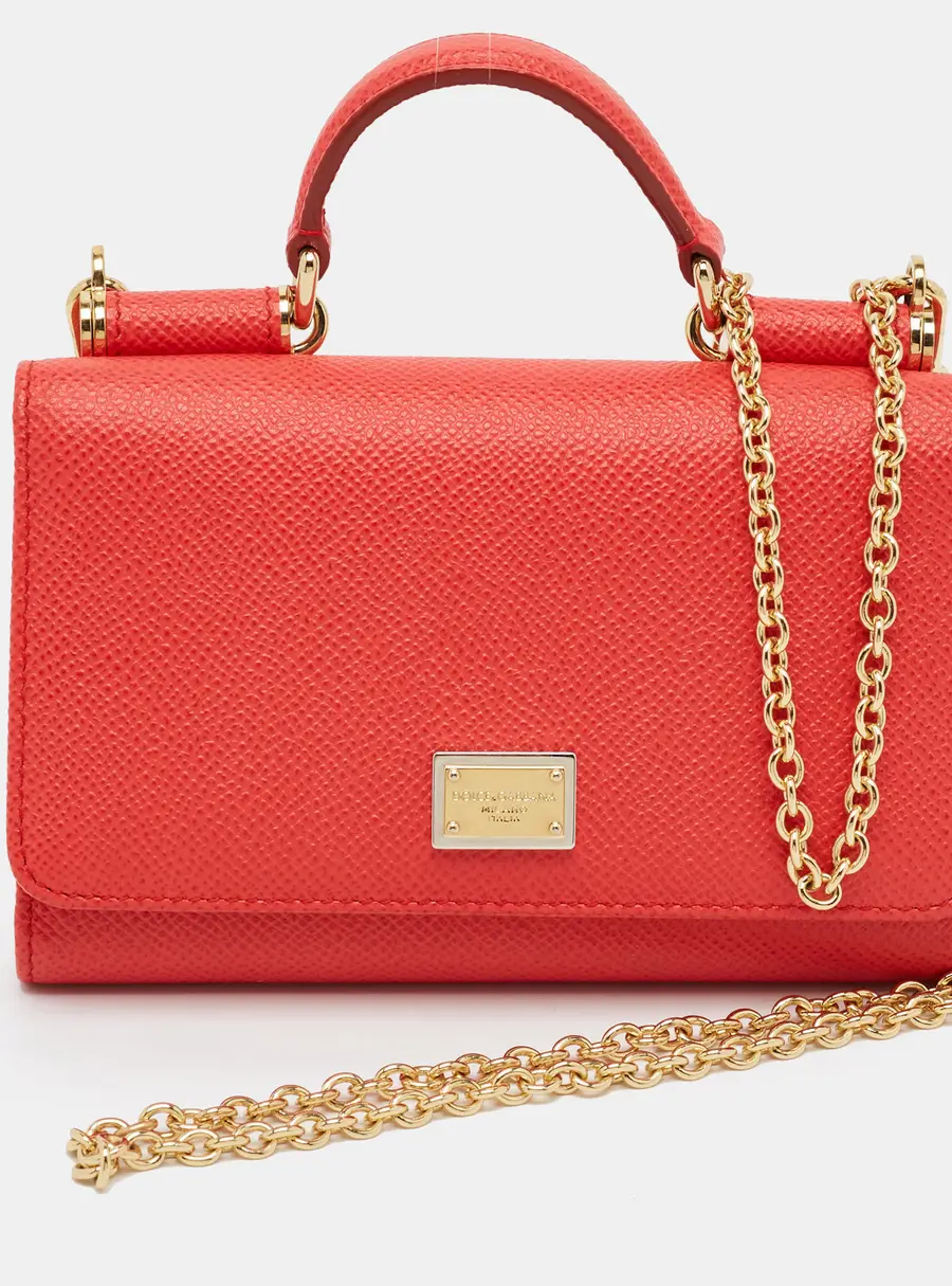 Dolce & Gabbana Miss Sicily Von Red Leather Wallet On Chain