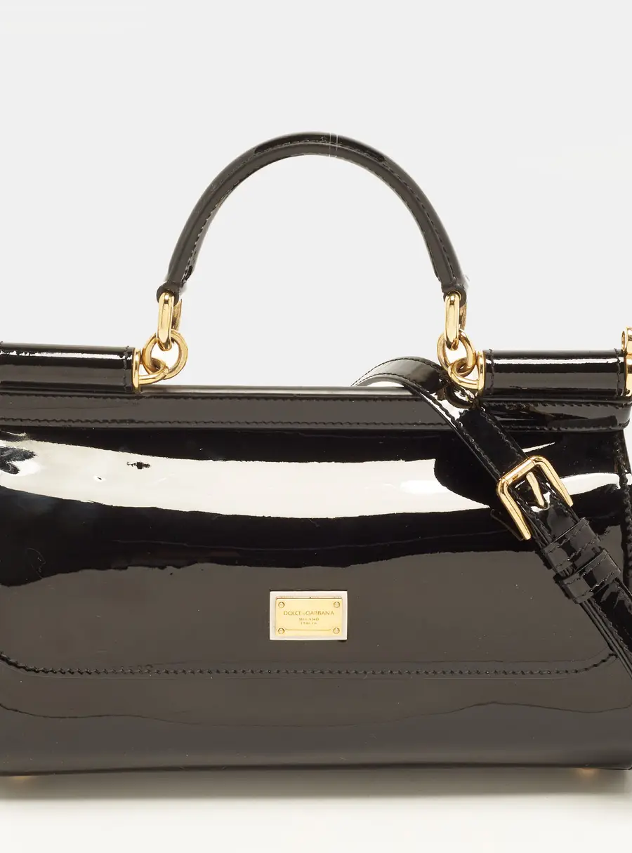 Dolce & Gabbana Miss Sicily Medium Black Leather Top Handle Bag