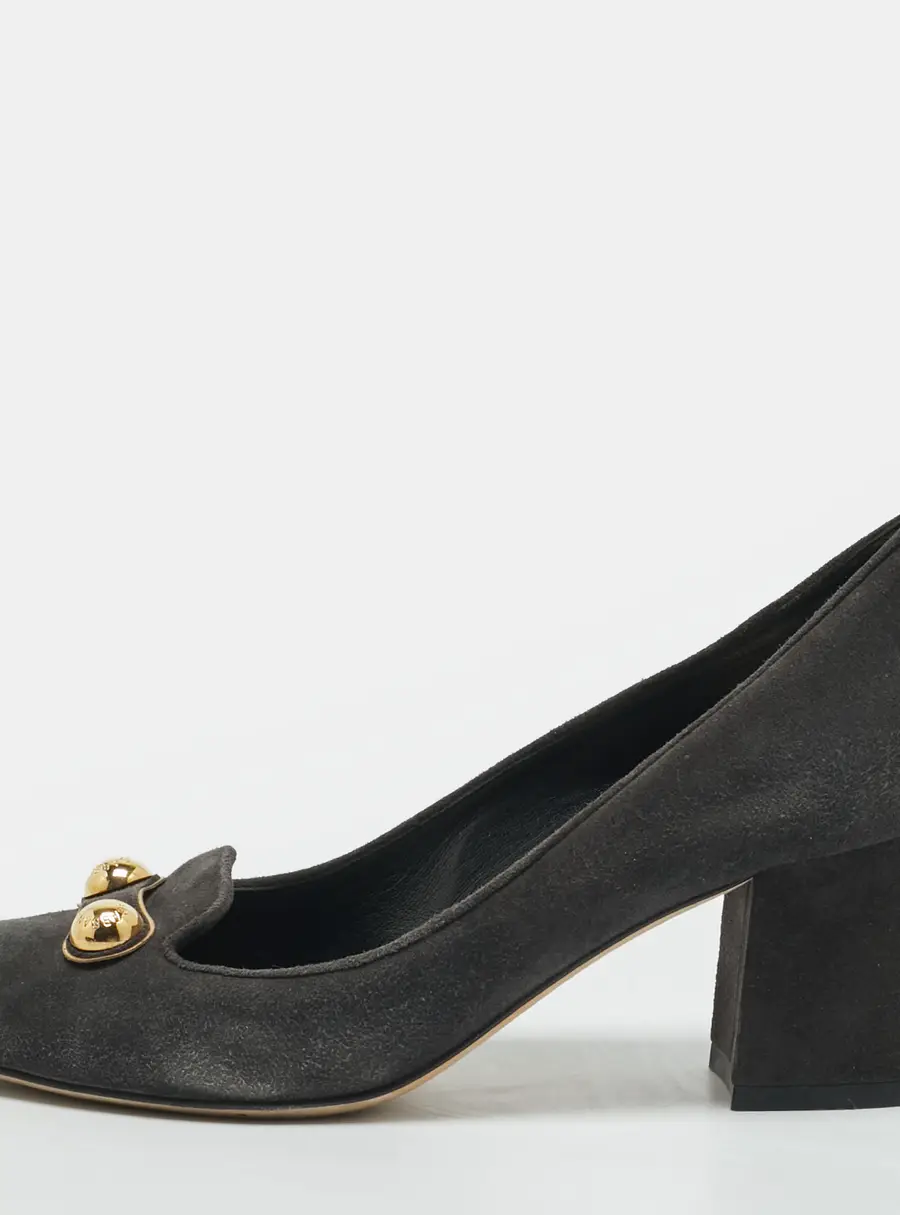Dolce & Gabbana Size 37 Grey Suede Block Heel Pumps