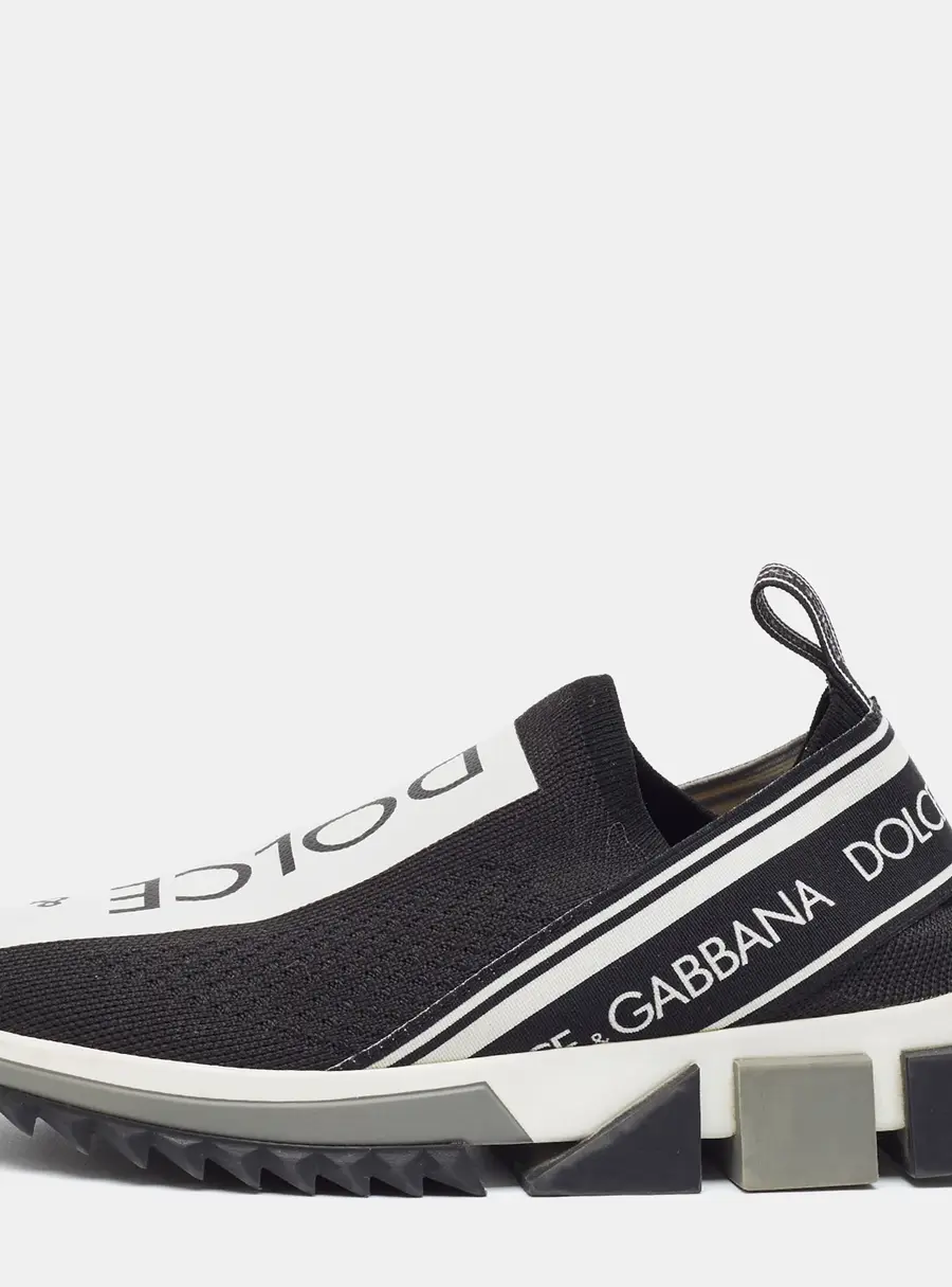 Dolce & Gabbana Sorrento Size 36 Black/White Knit Fabric Slip On Sneakers