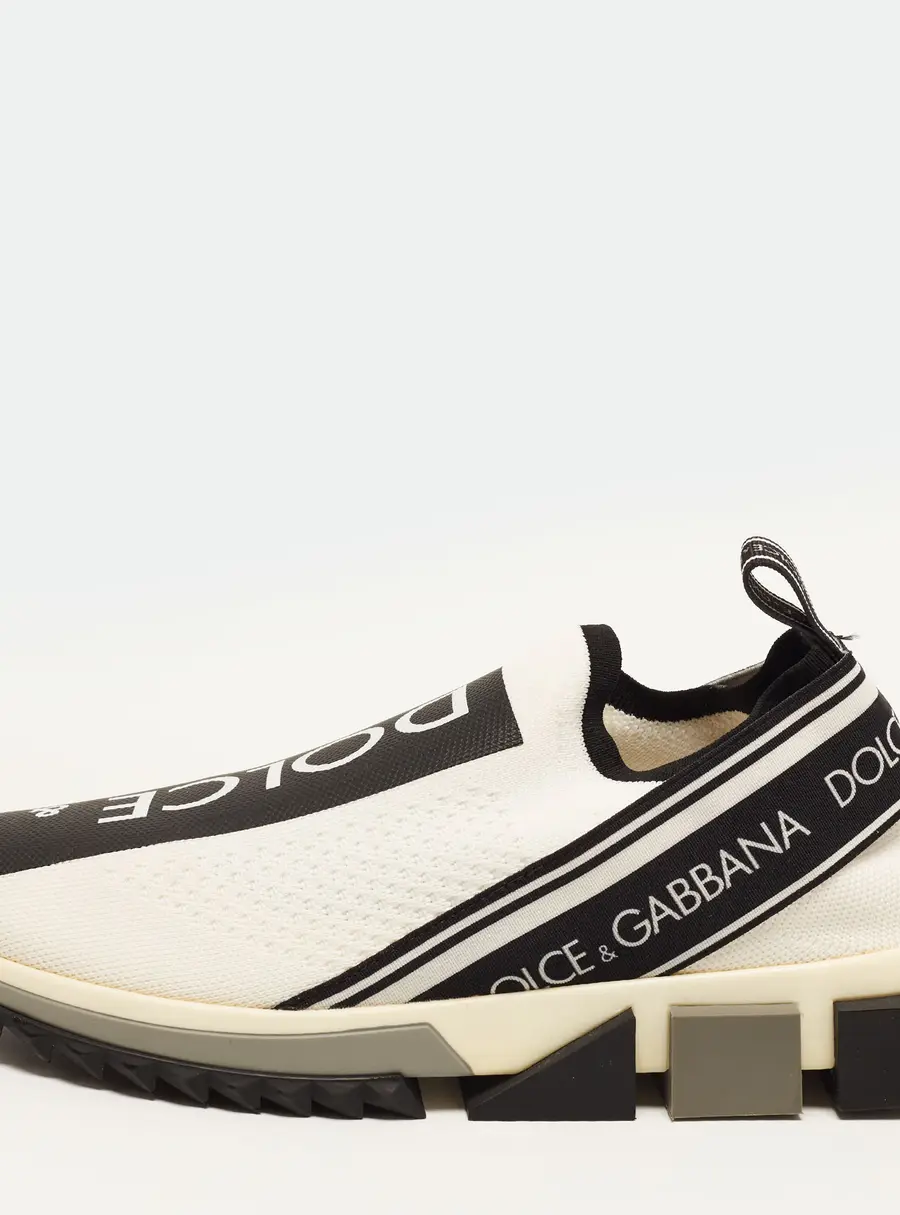 Dolce & Gabbana Sorrento Size 40 White Knit Fabric Slip On Sneakers