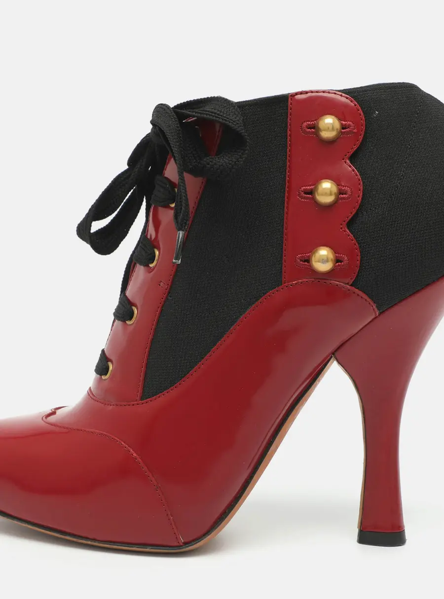 Dolce & Gabbana Size 39 Red/Black Elastane and Patent Leather Booties
