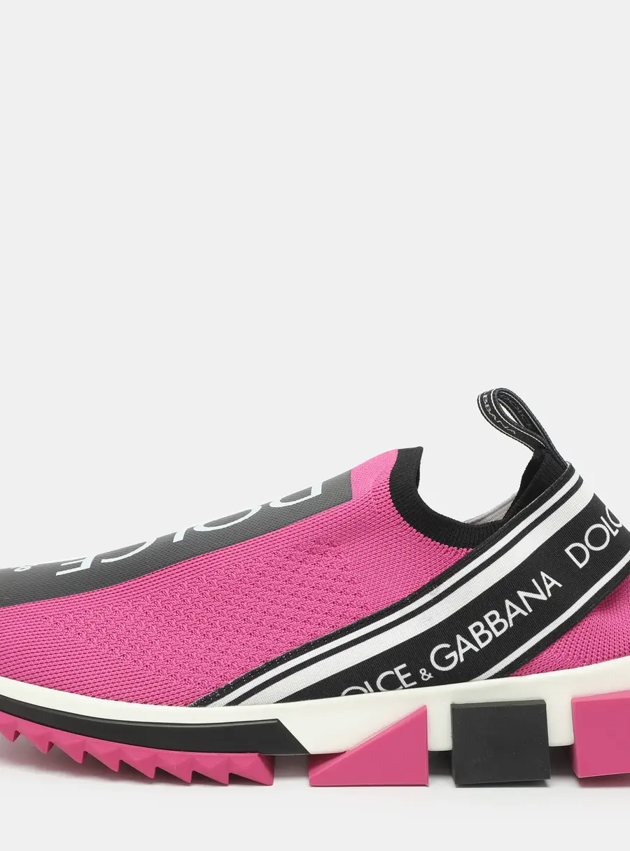 Dolce & Gabbana Sorrento Size 41.5 Pink Knit Fabric Slip On Sneakers
