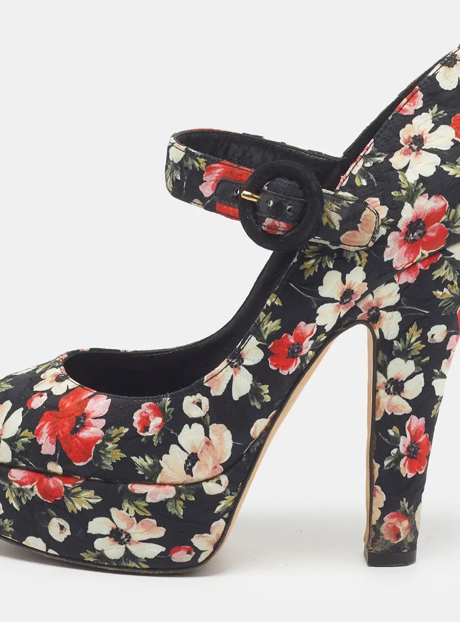 Dolce & Gabbana  Size 39 Multicolor Floral Printed Fabric Mary Jane Platform Pumps