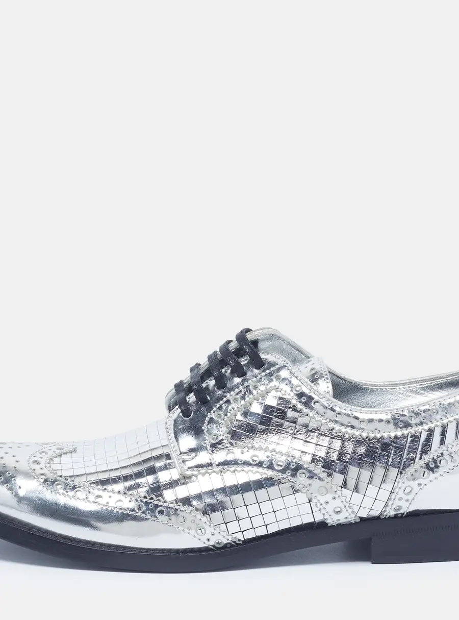 Dolce & Gabbana Size 37 Silver Leather Disco Derby Brogues