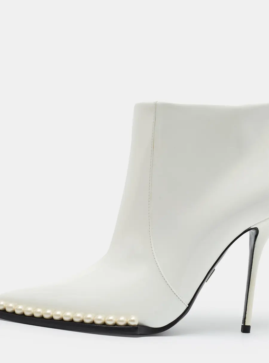 Dolce & Gabbana Dardinale Size 38.5 White Patent Leather Ankle Length Boots