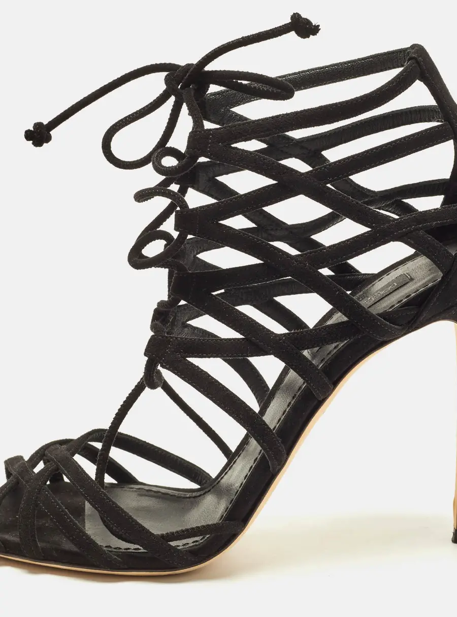 Dolce & Gabbana Size 38.5 Black Suede Gladiator Sandals