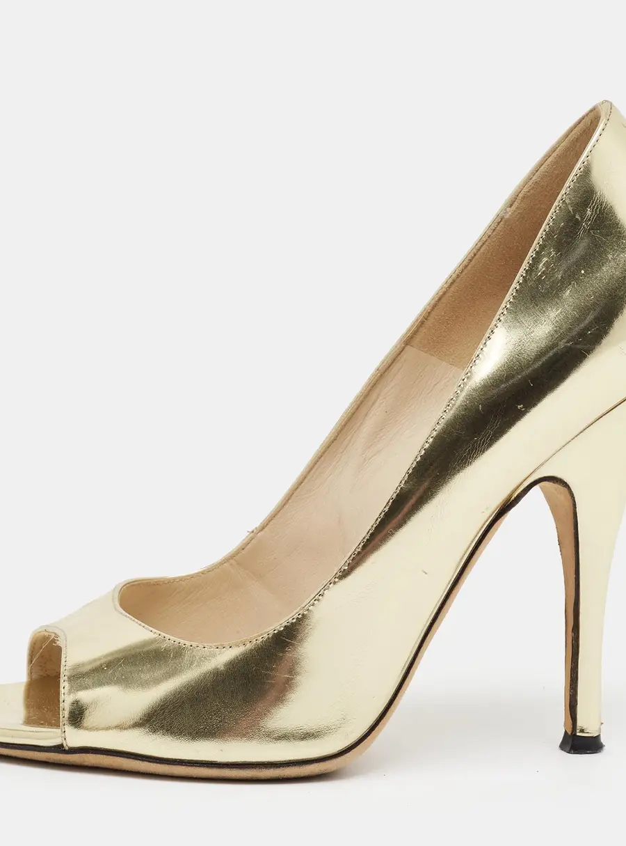 D&G Size 39 Gold Leather Open Toe Pumps