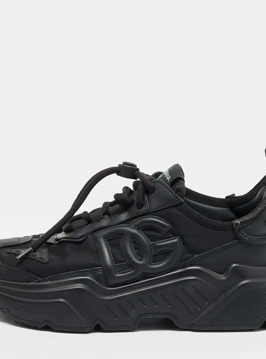 Dolce & Gabbana daymaster Size 39 Black Leather and Nylon Lace Up Sneakers