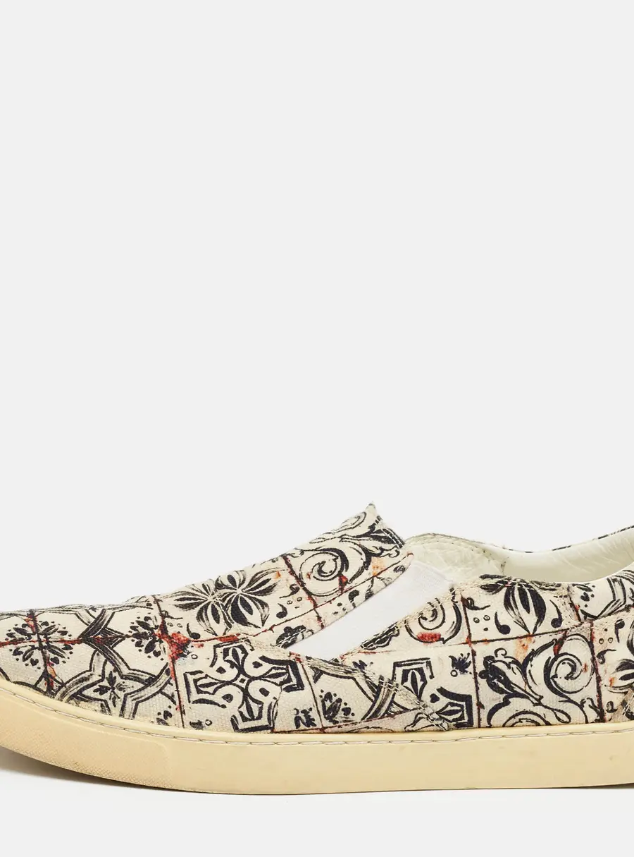 Dolce & Gabbana Majolica Size 44 Multicolor Canvas Slip On Sneakers