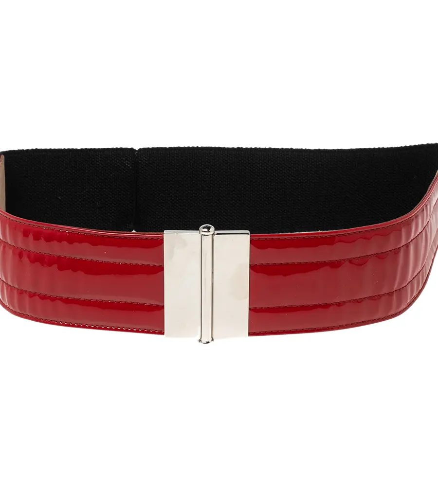 Dolce & Gabbana Red/Black Patent Leather and Elastic Waist Belt 85CM