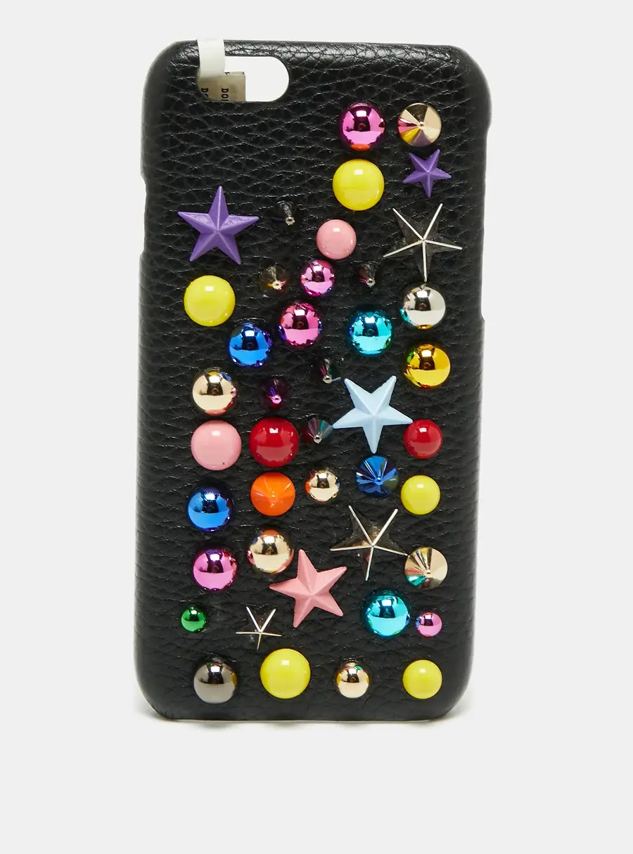 Dolce & Gabbana Black Leather Embellished iPhone 6 Cover