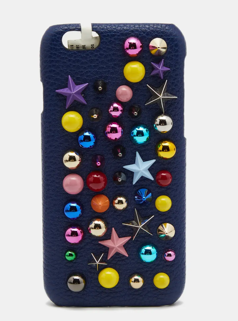 Dolce & Gabbana Blue Leather Embellished iPhone 6 Cover