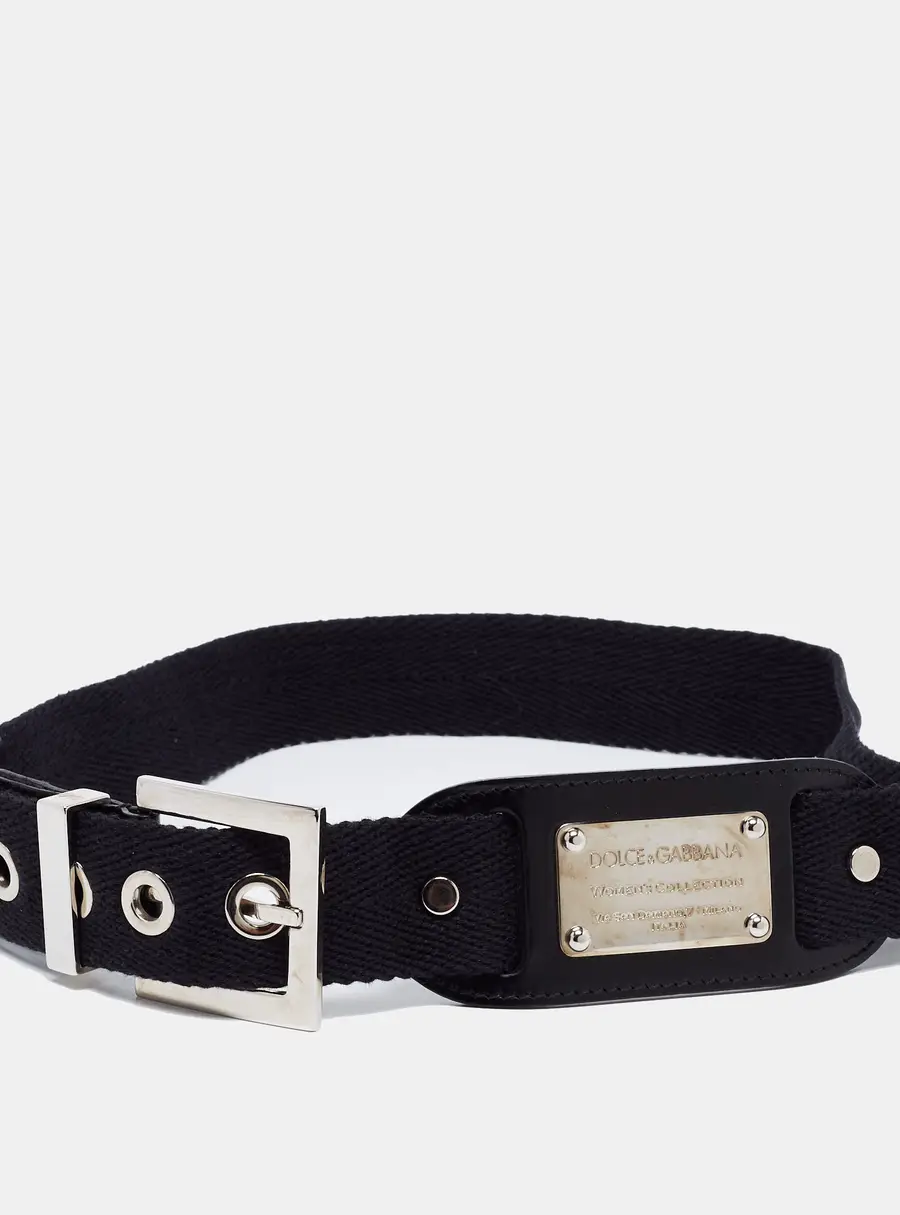 Dolce & Gabbana Buckle Belt Black Canvas and Leather