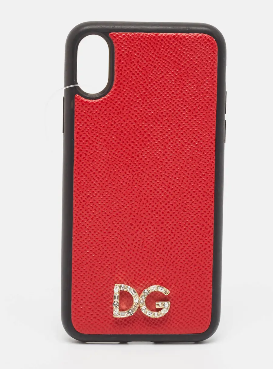Dolce & Gabbana Red/Black DG Logo Crystals iPhone X Case