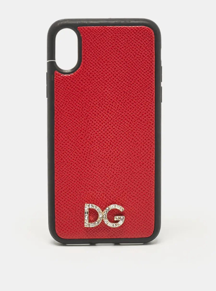 Dolce & Gabbana Red/Black DG Logo Crystals iPhone X Case