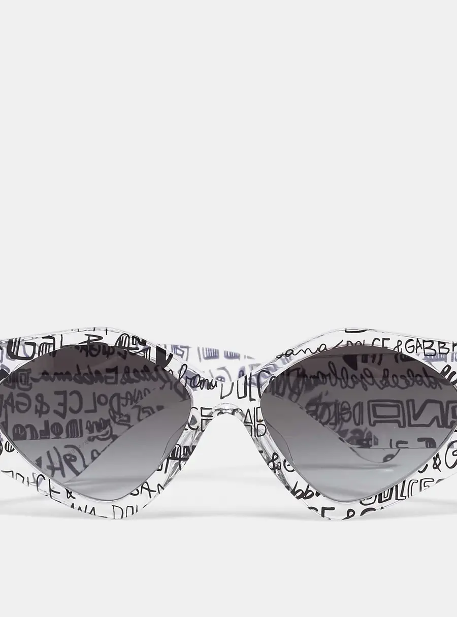 Dolce & Gabbana Black Gradient DG4396 Graffiti Cat Eye Sunglasses
