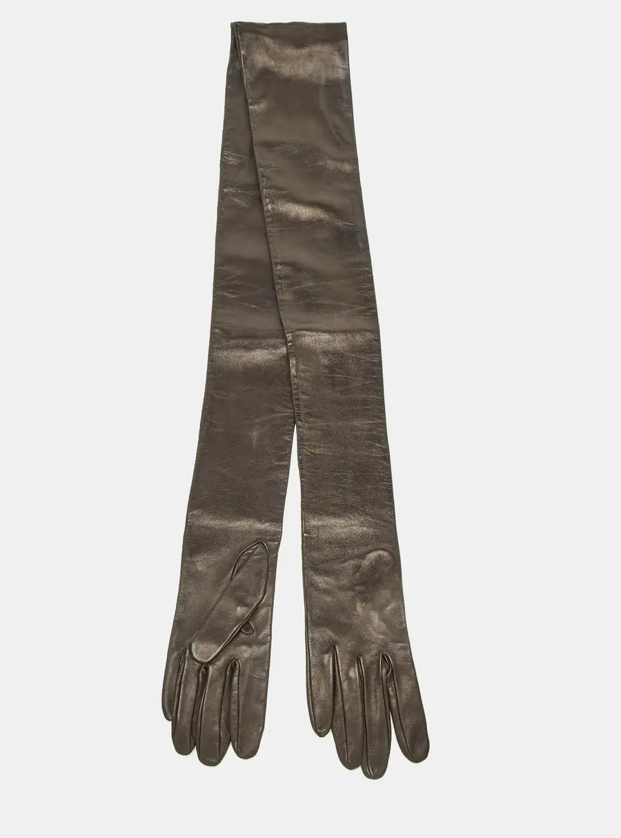 Dolce & Gabbana Black Leather Glove Hem Bandeau Scarf