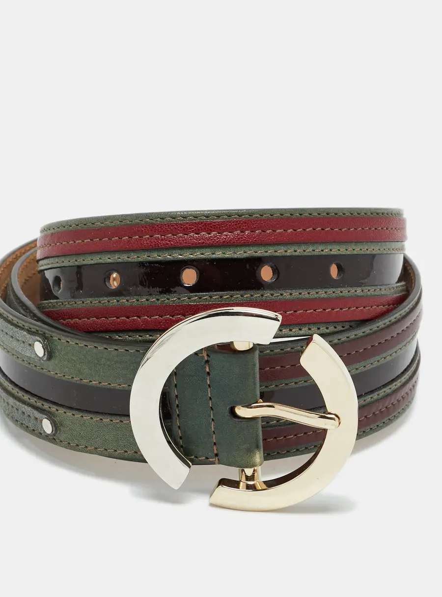 Dolce & Gabbana Buckle Belt Multicolor Leather and Patent Leather