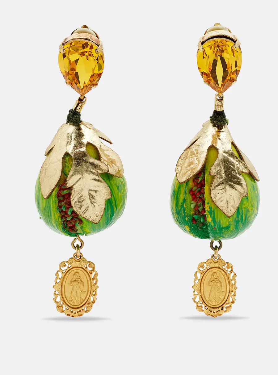 Dolce & Gabbana Crystal Fig Clip-On Earrings
