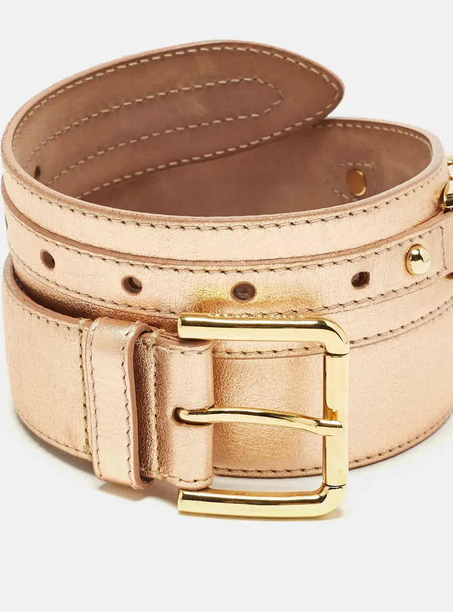 Dolce & Gabbana 90 CM Buckle Belt Rose Gold Leather