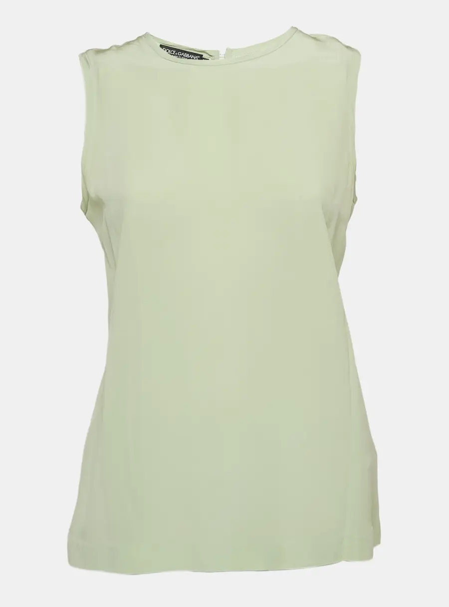 Dolce & Gabbana Green Silk Sleeveless Top S
