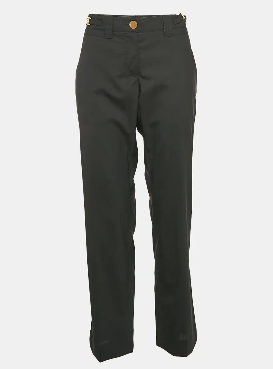 Dolce & Gabbana Black Wool Logo Metal Detail Trousers L