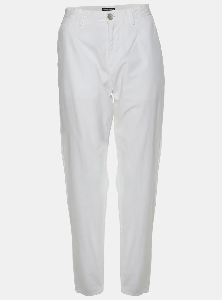 Dolce & Gabbana White Cotton Trouser M