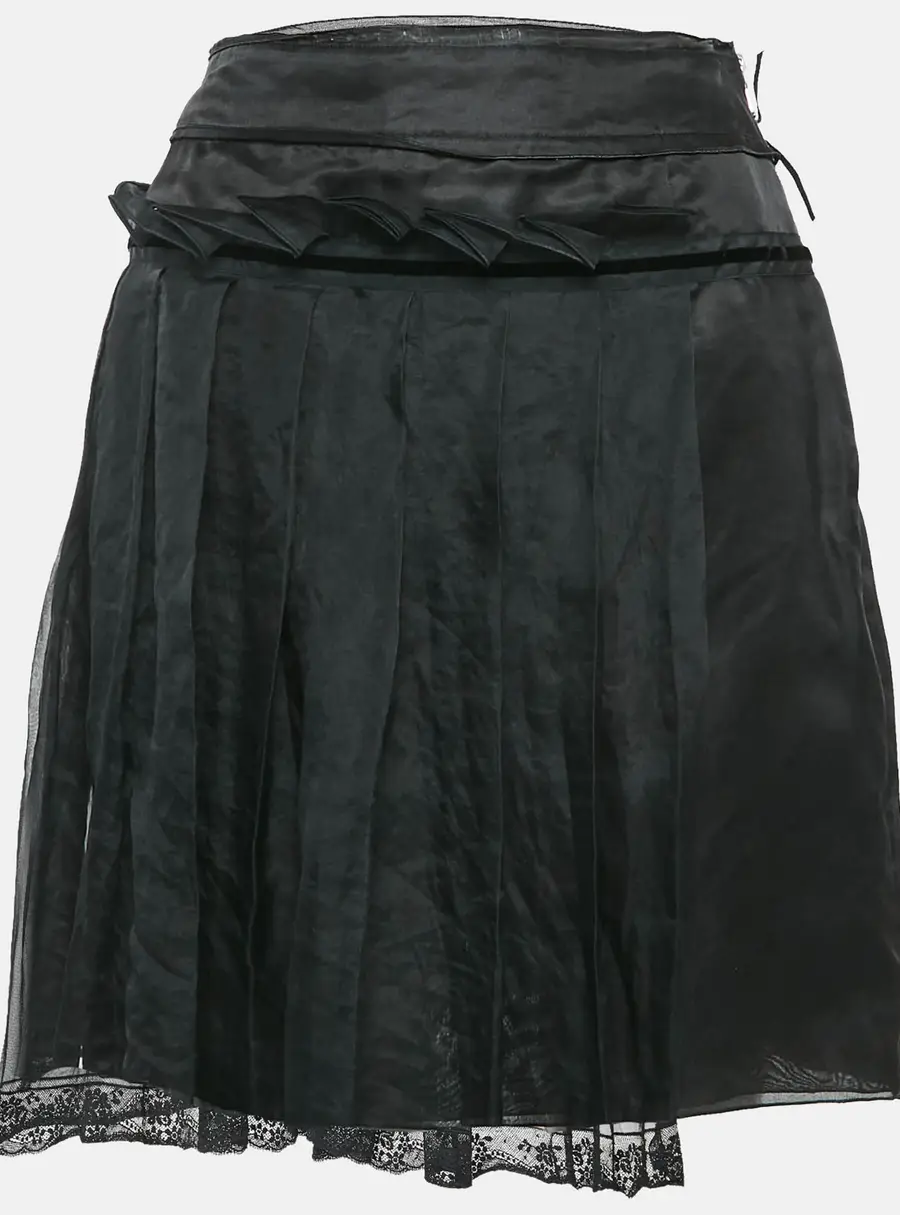 Dolce & Gabbana Black Crepe Pleated Mini Skirt L