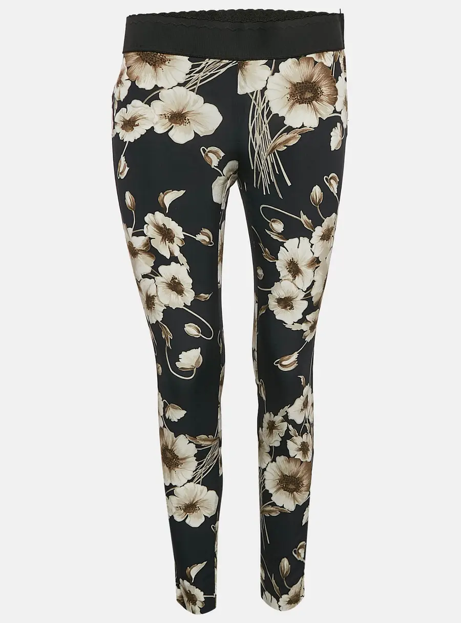 Dolce & Gabbana Navy Blue Floral Print Silk Blend Pants S