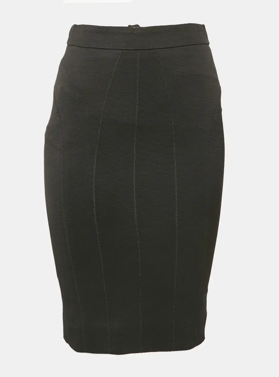 Dolce & Gabbana Black Textured Stretch Crepe Knee-Length Skirt S