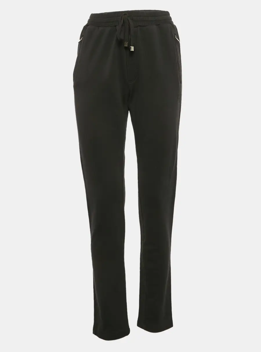Dolce & Gabbana Black Cotton Knit Drawstring Sweatpants L