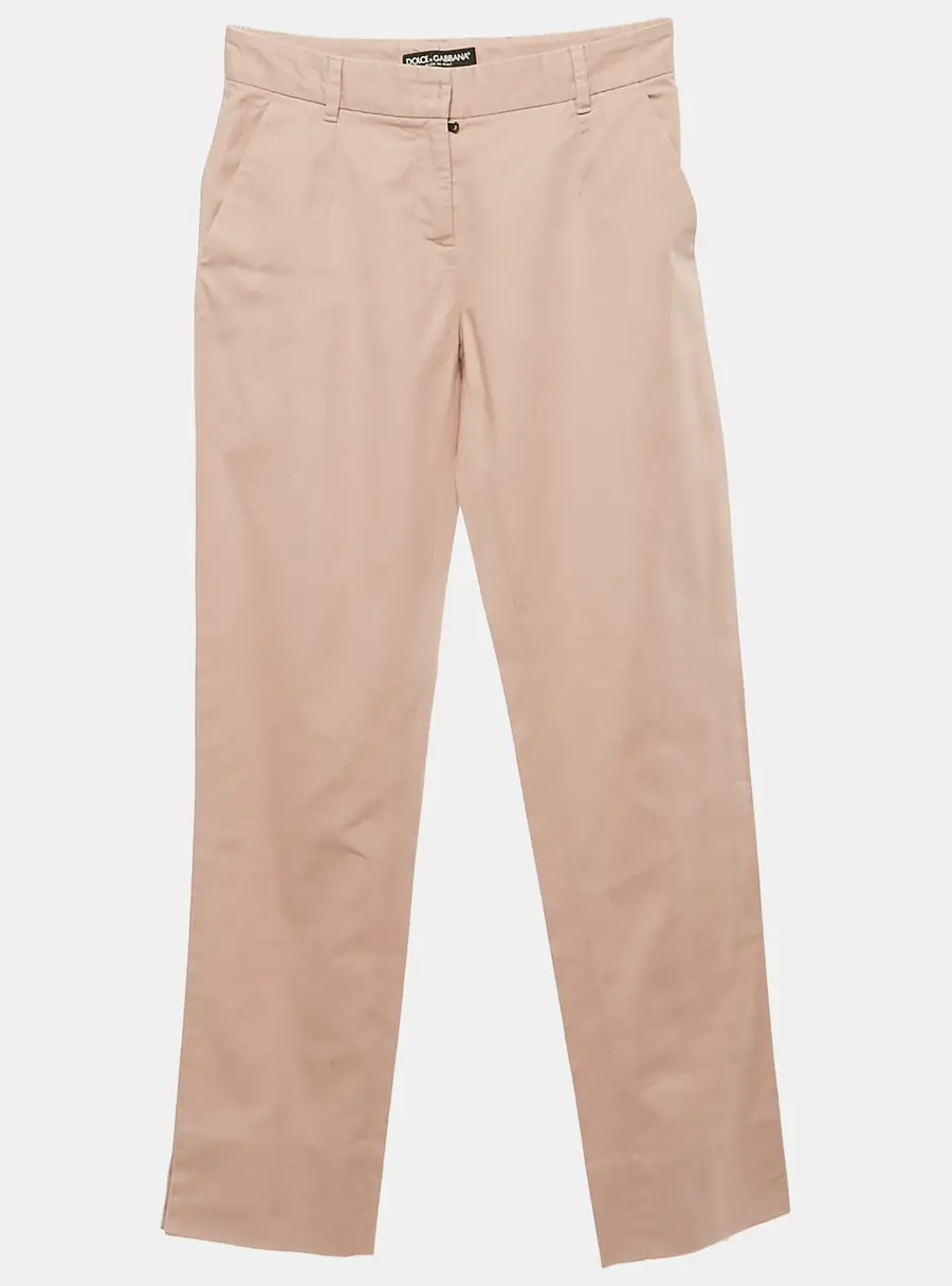 Dolce & Gabbana Pink Gabardine Skinny Trousers XS
