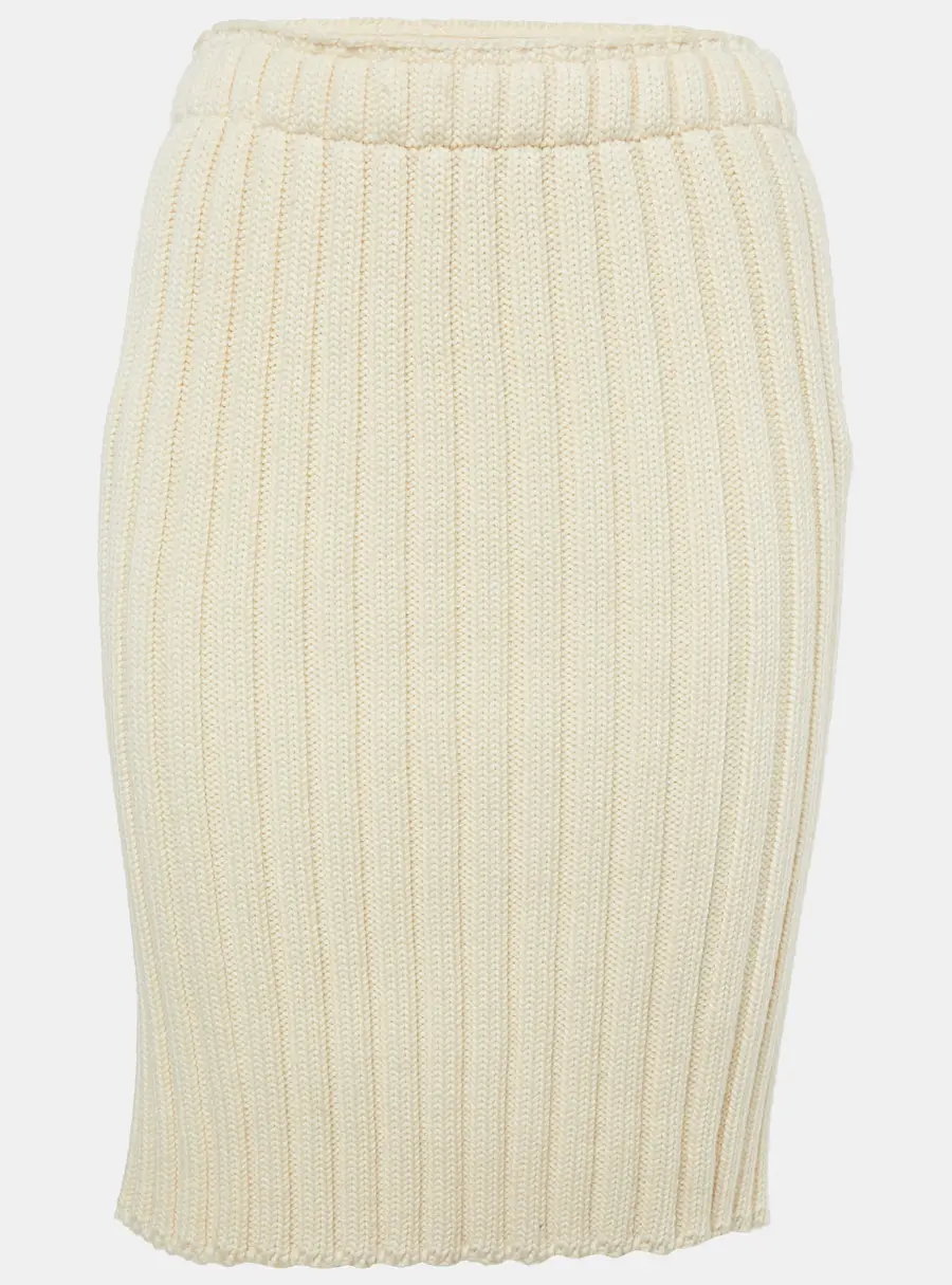 Dolce & Gabbana Cream Rib Knit Pencil Skirt S