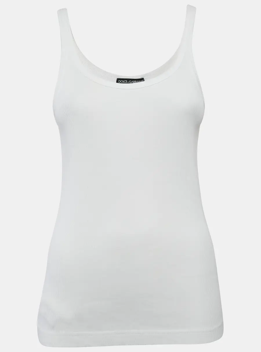 Dolce & Gabbana White Rib Knit Tank Top M