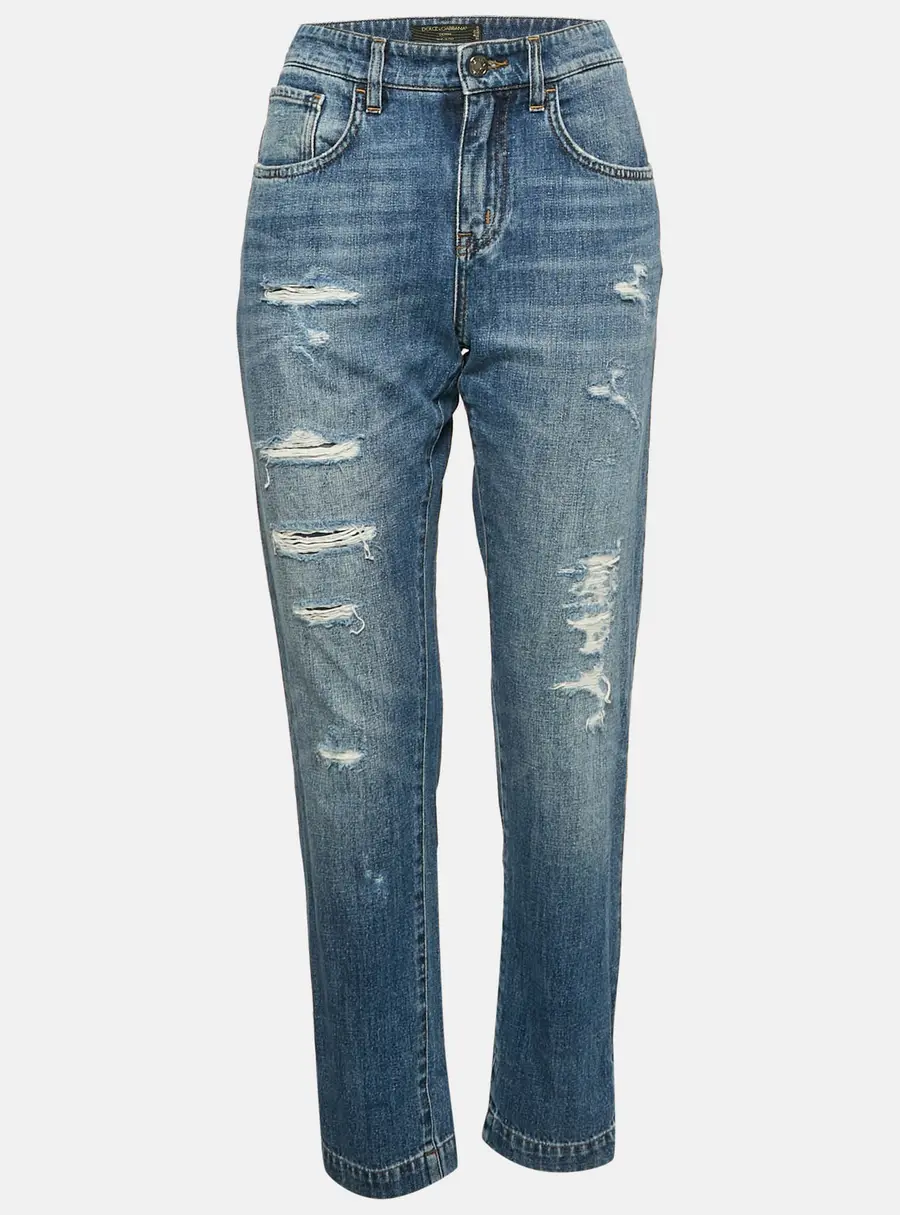 Dolce & Gabbana Blue Distressed Denim Boy Friend Jeans S/Waist 30"