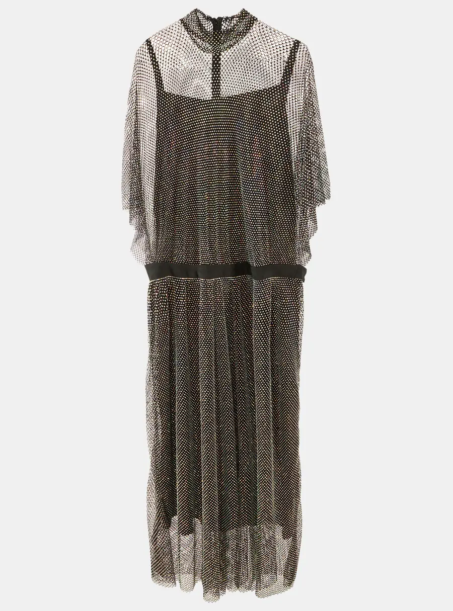Dolce & Gabbana Black Rhinestone Embellished Oversized Maxi Dress XL