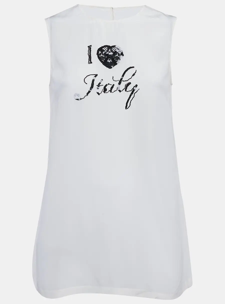 Dolce & Gabbana Cream I Love Italy Silk Top S