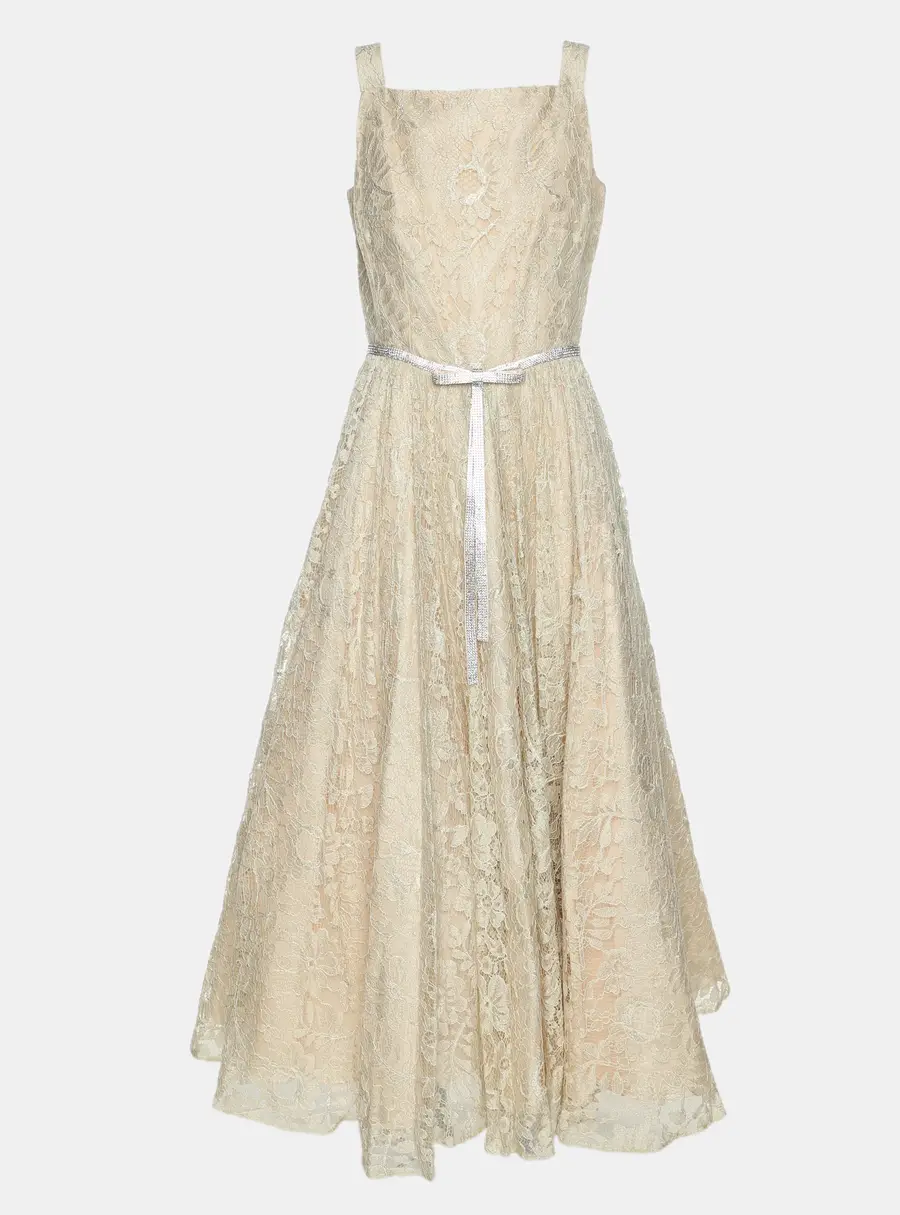 Dolce & Gabbana Beige Lace Maxi Dress S