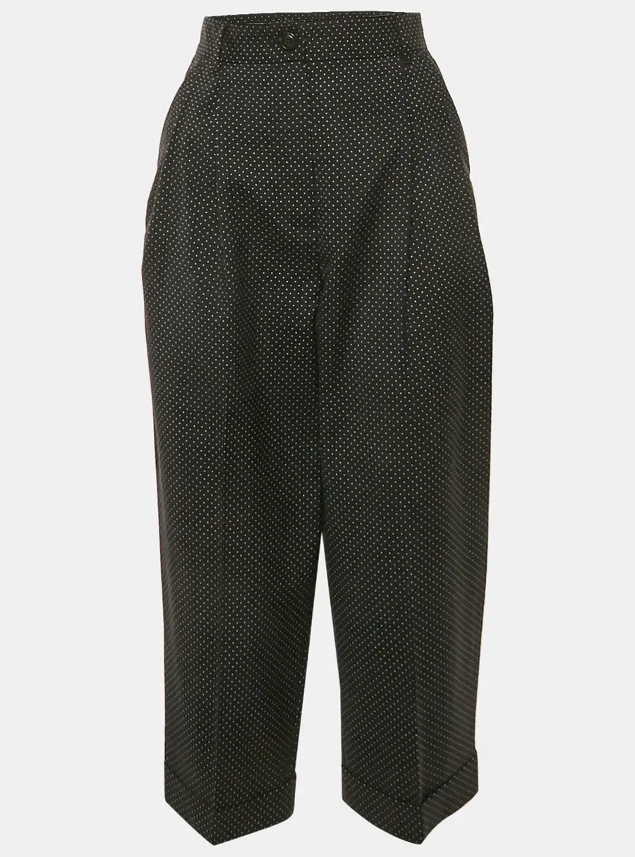 Dolce & Gabbana Black Dots Print Wool Pleated Culottes XS