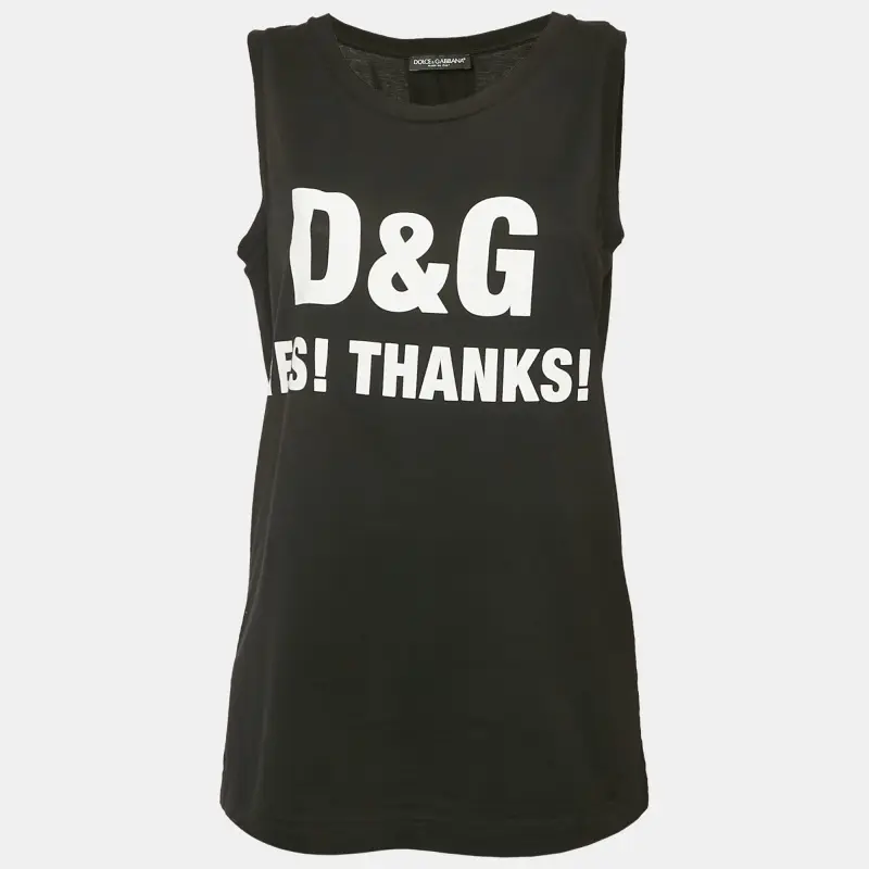 Dolce & Gabbana Black Printed Jersey Millennials Sleeveless T-Shirt S