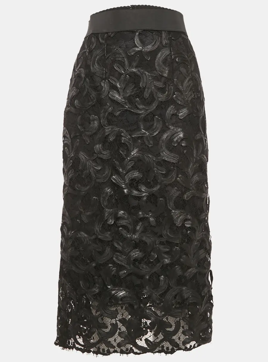 Dolce & Gabbana Black Lace Midi Skirt S